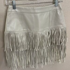 Altar’d State Vegan Leather Fringe Mini Skirt S Boho